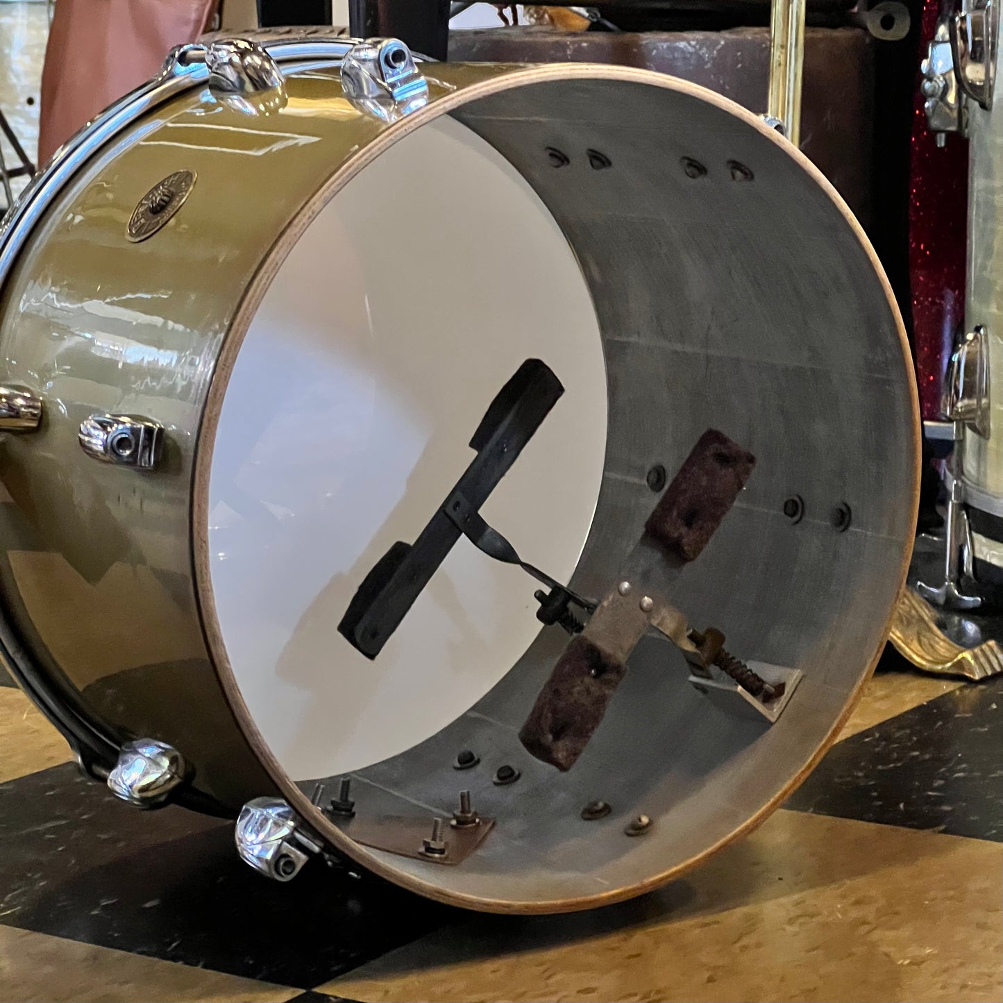 VINTAGE 1956-1959 Gretsch Round Badge 6ply "Name Band" Outfit in Copper Mist - 14x22, 9x13, 14x14