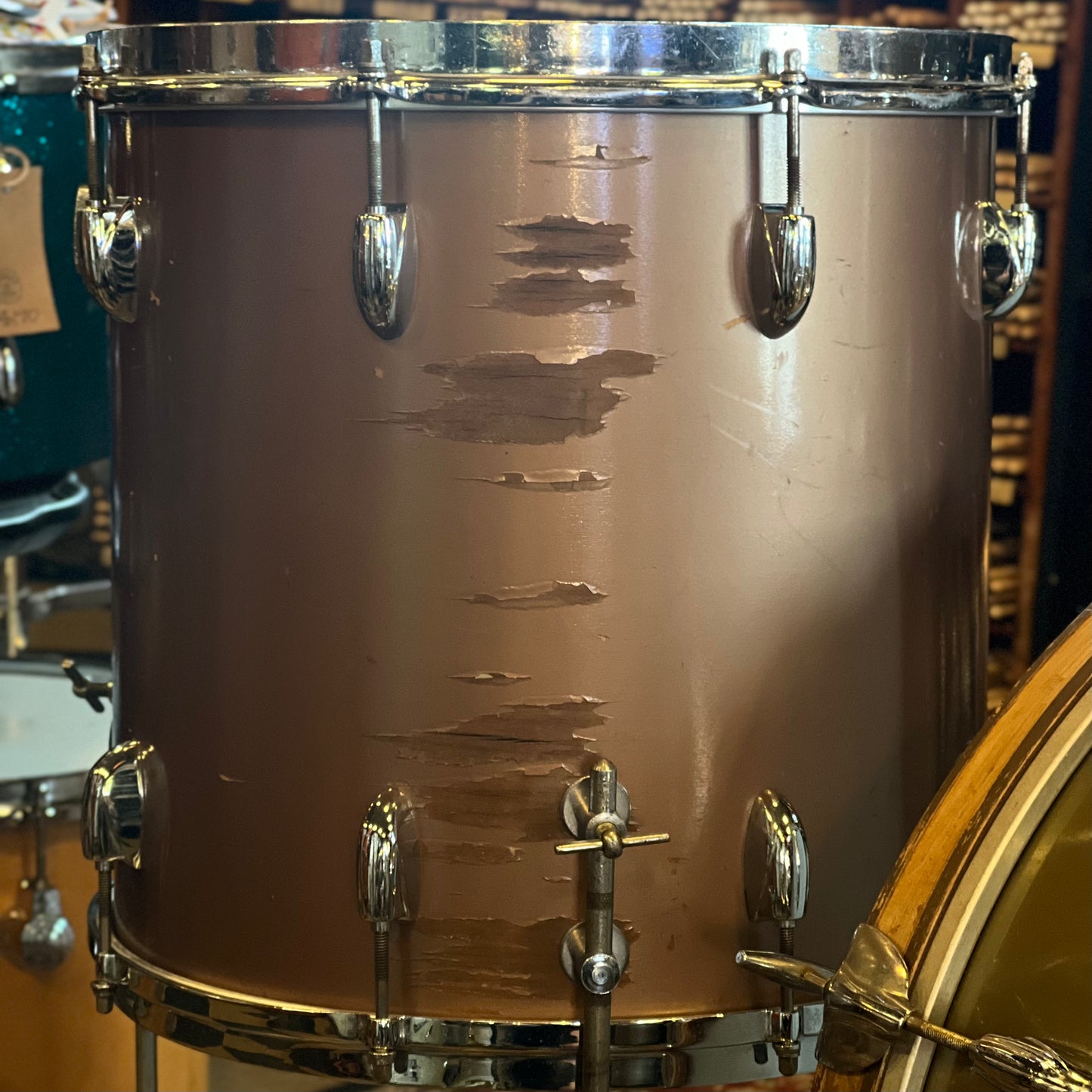 VINTAGE 1956-1959 Gretsch Round Badge 6ply "Name Band" Outfit in Copper Mist - 14x22, 9x13, 14x14