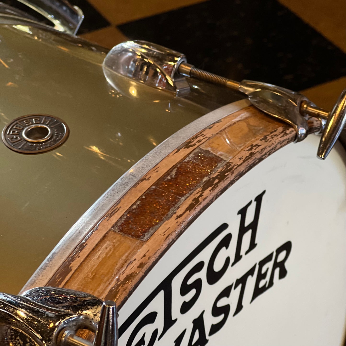 VINTAGE 1956-1959 Gretsch Round Badge 6ply "Name Band" Outfit in Copper Mist - 14x22, 9x13, 14x14