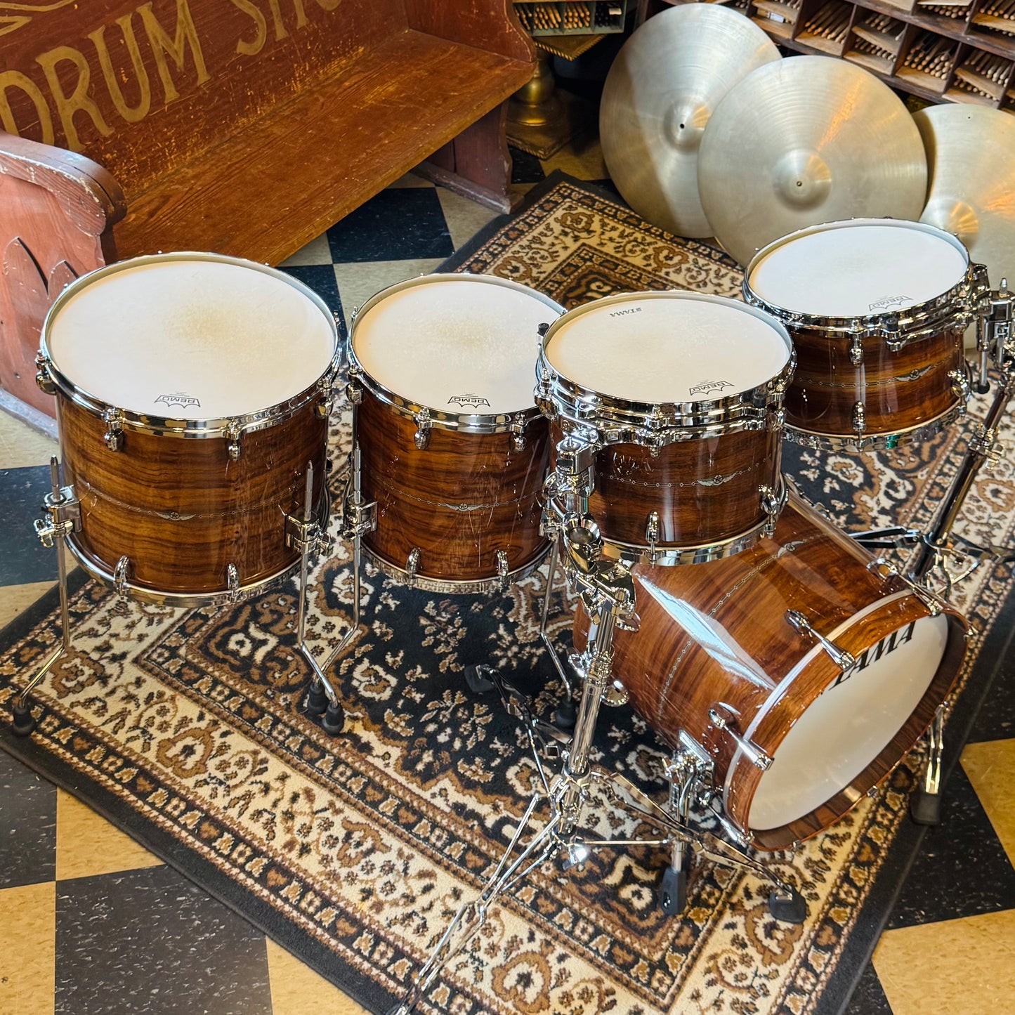 USED Tama Star Bubinga Drumset in Natural Indian Laurel - 14x18, 8x12, 9x13, 14x14, 14x16
