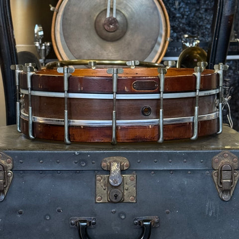 VINTAGE 30's Leedy 3.5x15 Single Tension Snare Drum in Natural Mahogany w/ Wood Hoops