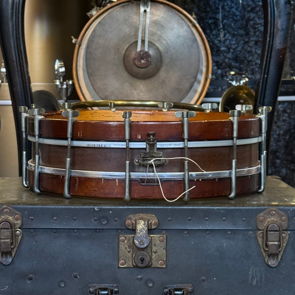 VINTAGE 30's Leedy 3.5x15 Single Tension Snare Drum in Natural Mahogany w/ Wood Hoops