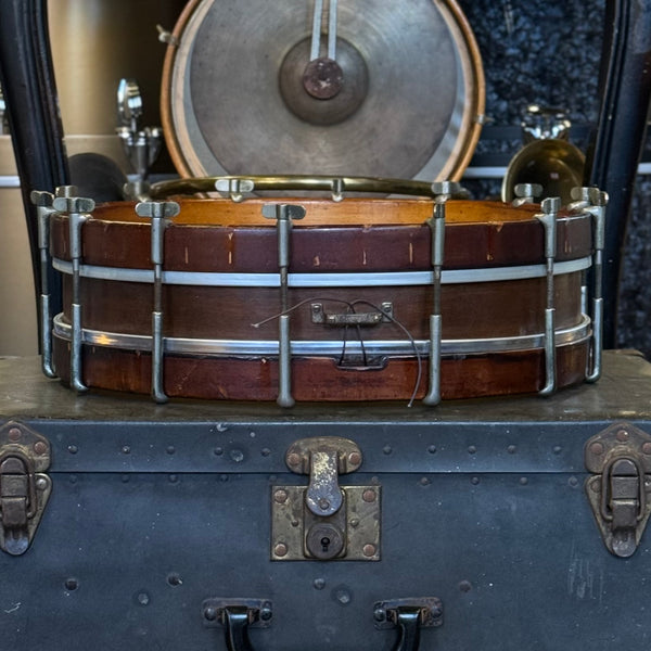 VINTAGE 30's Leedy 3.5x15 Single Tension Snare Drum in Natural Mahogany w/ Wood Hoops