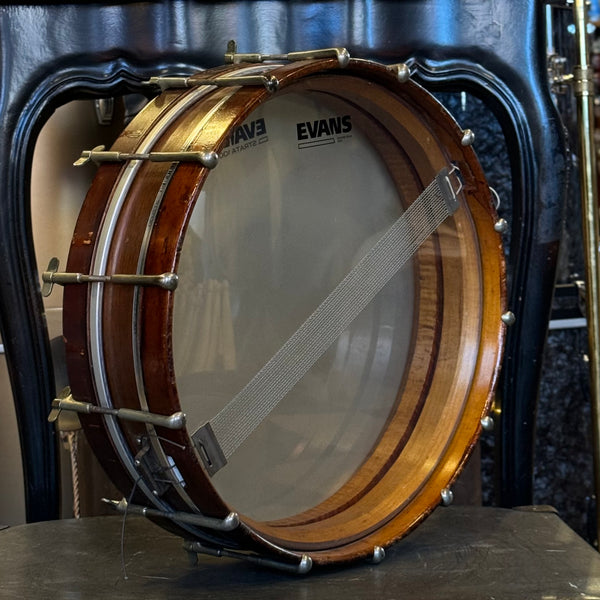 VINTAGE 30's Leedy 3.5x15 Single Tension Snare Drum in Natural Mahogany w/ Wood Hoops