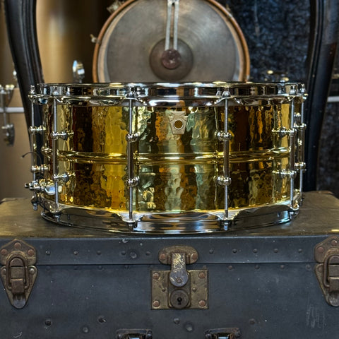 USED Ludwig 6.5x14 Hammered Brass Snare Drum w/ Tube Lugs.