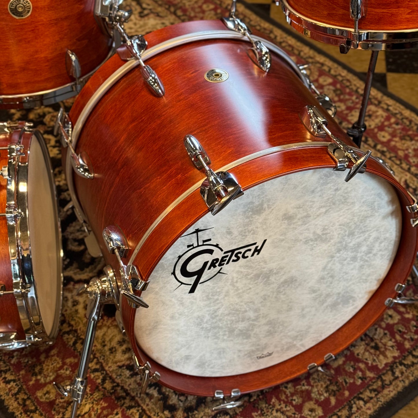 FLOOR MODEL Gretsch USA Custom in Satin Burnt Orange - 14x18, 8x12, 14x14, 5.5x14