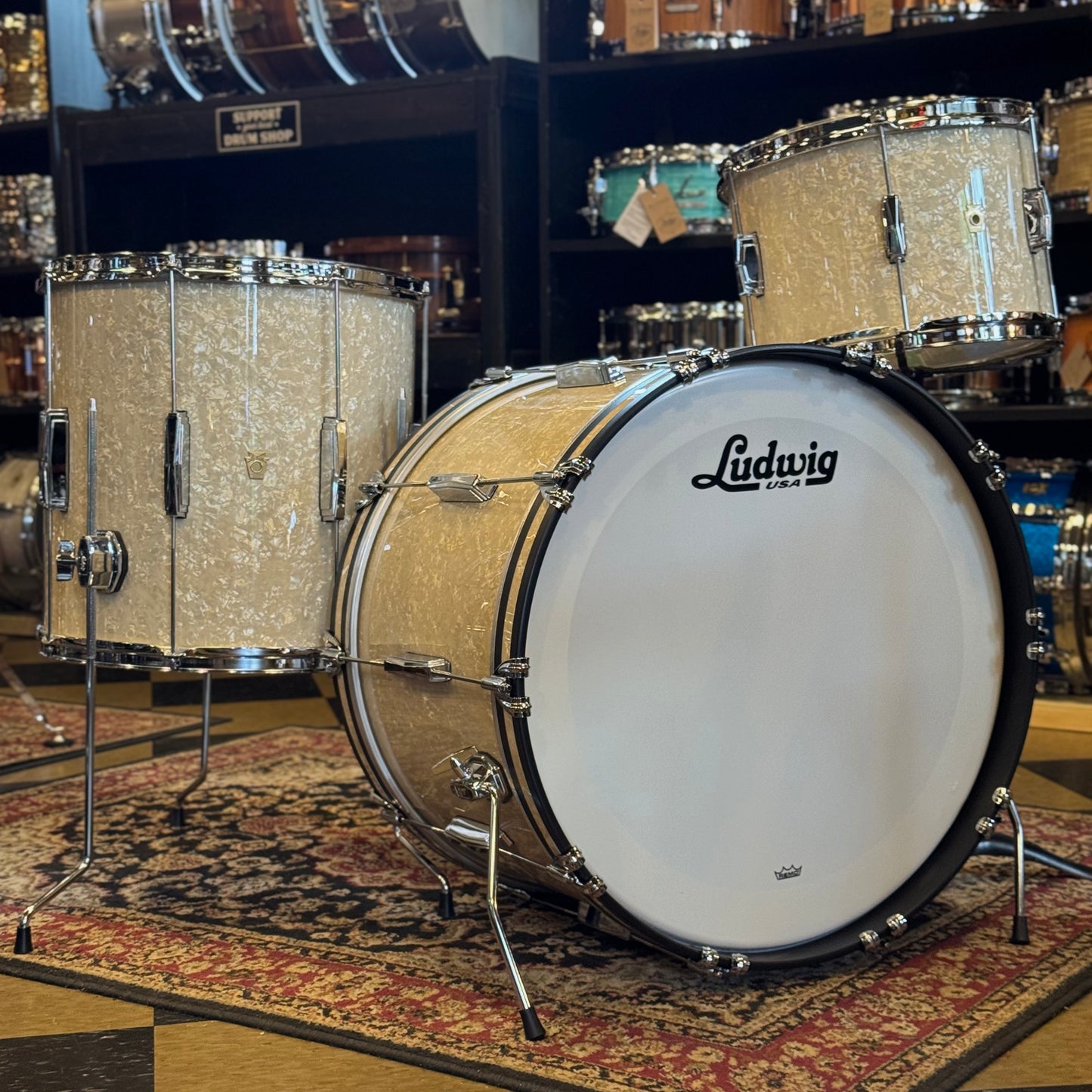 NEW Ludwig Legacy Maple in Vintage Marine Pearl - 14x22, 9x13, 16x16
