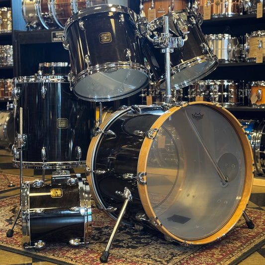 VINTAGE 1980's Gretsch Square Badge Factory Original Drum Set in Gloss Ebony - 16x22, 10x10, 10x12, 11x13, 16x16