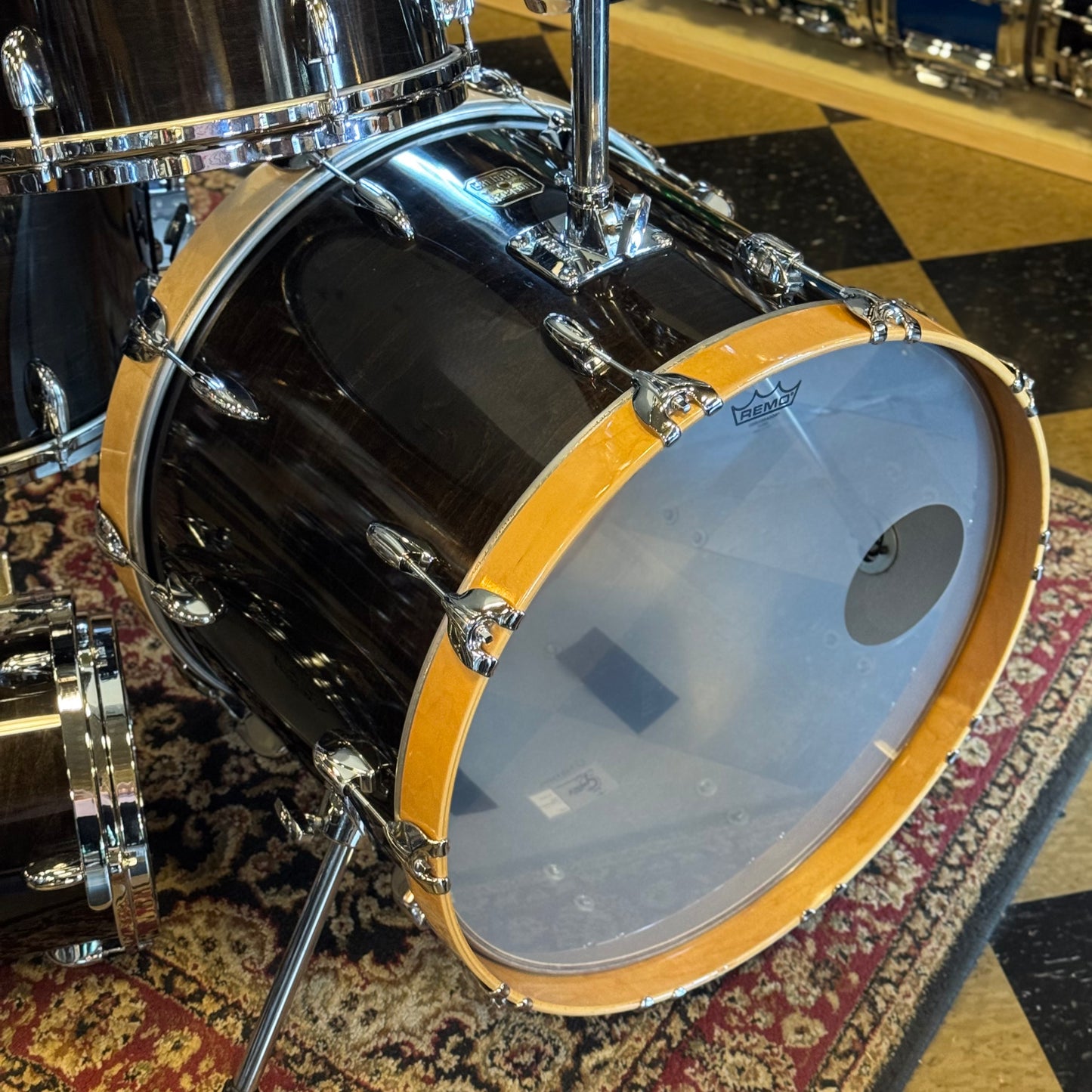 VINTAGE 1980's Gretsch Square Badge Factory Original Drum Set in Gloss Ebony - 16x22, 10x10, 10x12, 11x13, 16x16