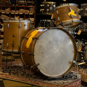 VINTAGE 1950's Leedy & Ludwig Drum Set in Sparkling Gold Pearl - 14x24, 9x13, 16x16