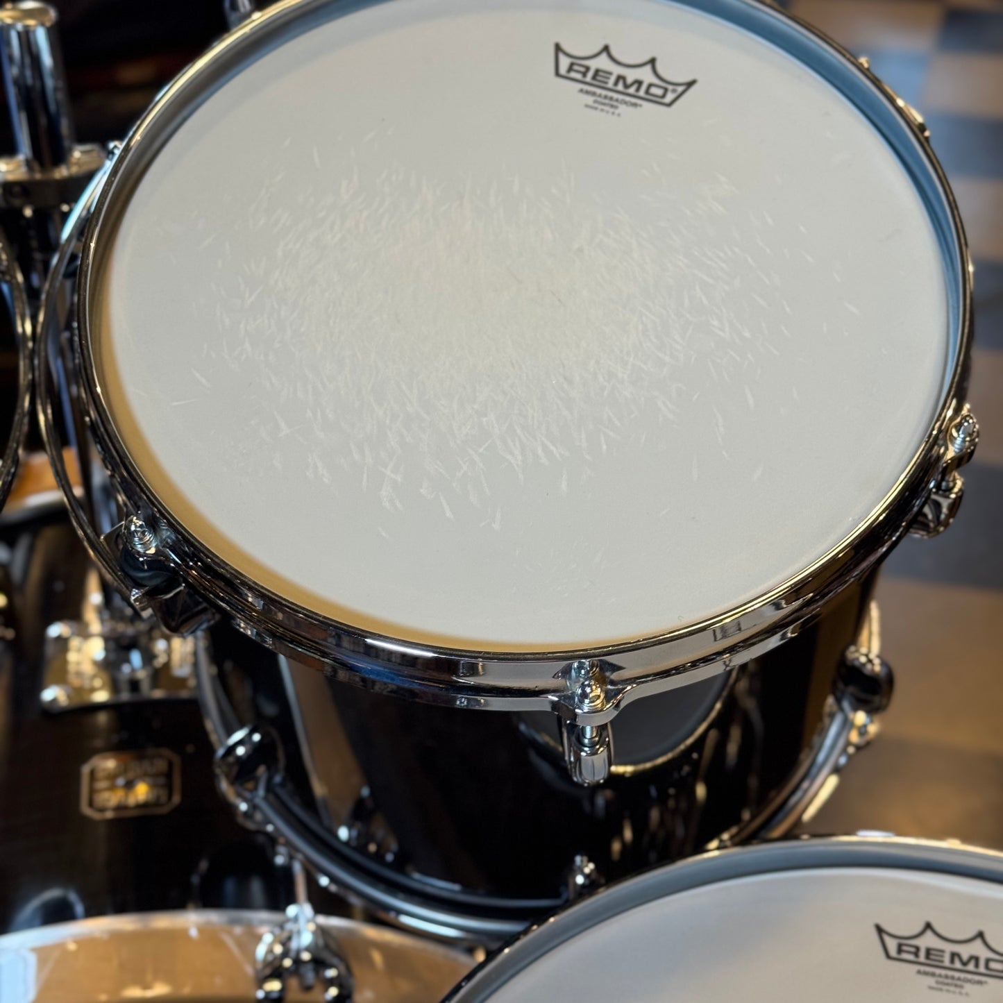 VINTAGE 1980's Gretsch Square Badge Factory Original Drum Set in Gloss Ebony - 16x22, 10x10, 10x12, 11x13, 16x16