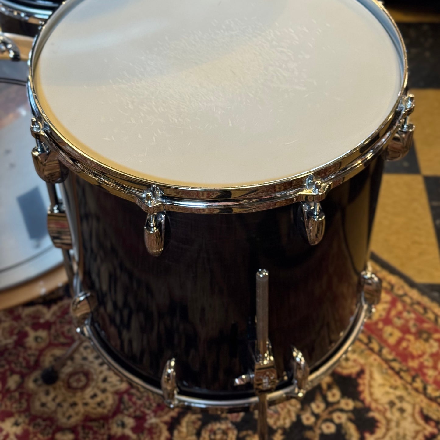 VINTAGE 1980's Gretsch Square Badge Factory Original Drum Set in Gloss Ebony - 16x22, 10x10, 10x12, 11x13, 16x16