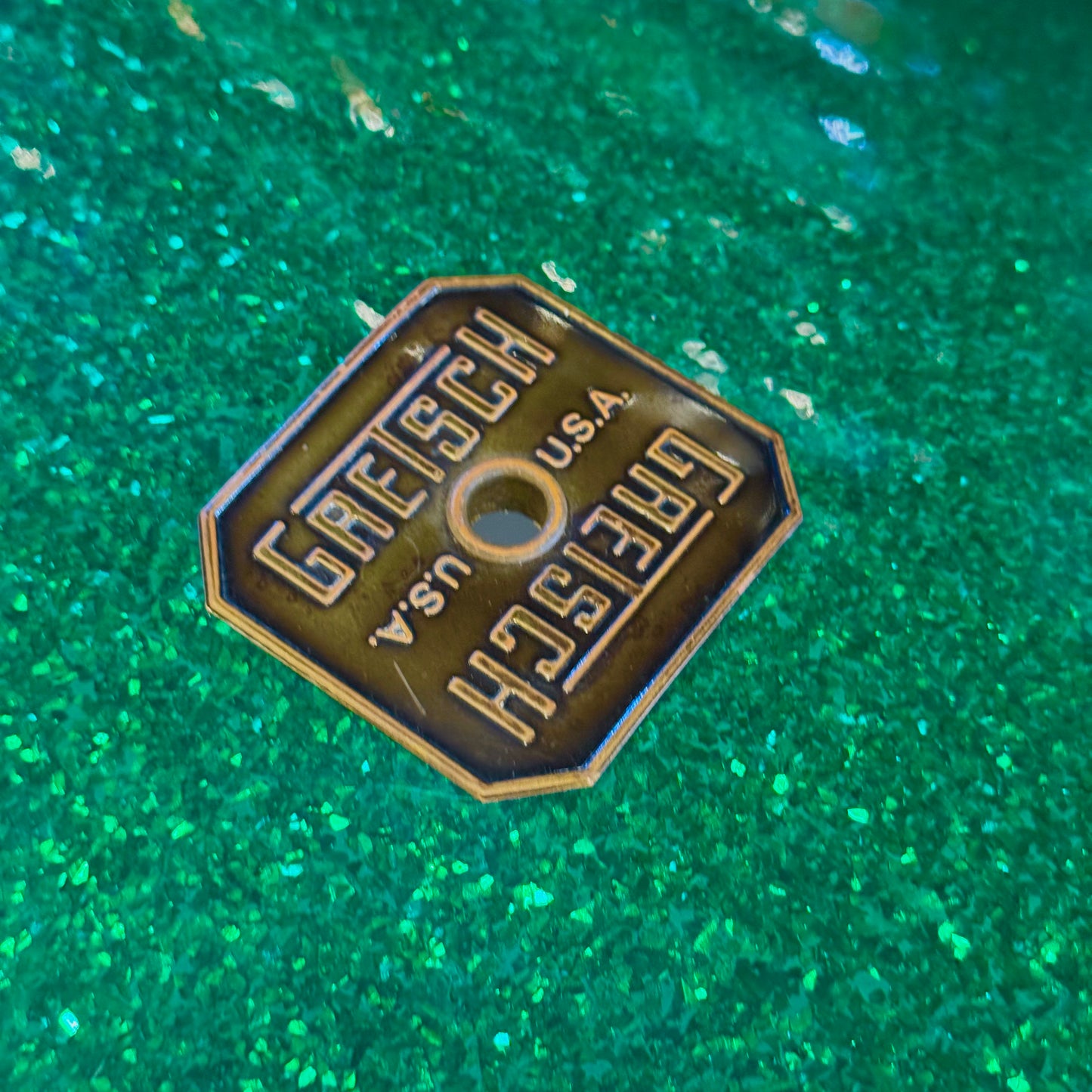USED 1990's Gretsch Square Badge USA Custom in Green Sparkle - 18x20, 10x12, 14x15