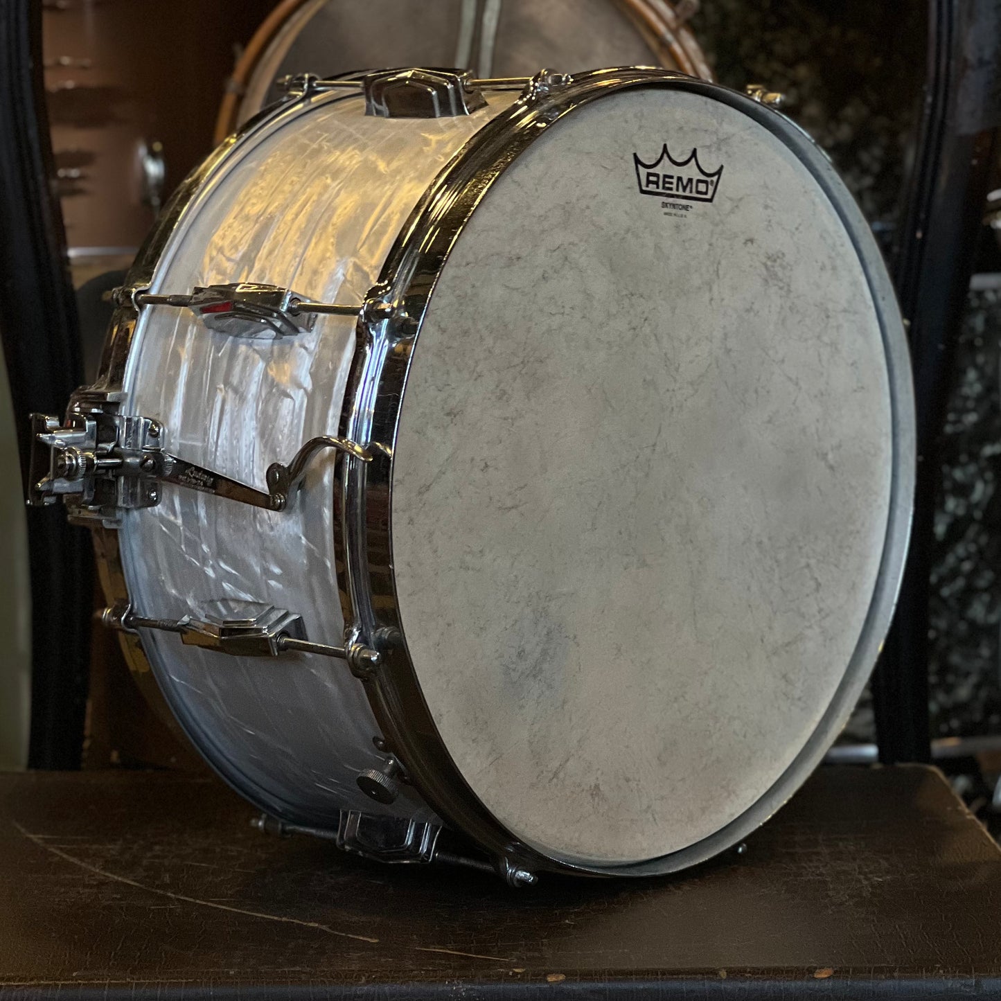 VINTAGE 1937 Ludwig 6.5x14 Super Snare Drum in Rewrapped White Marine