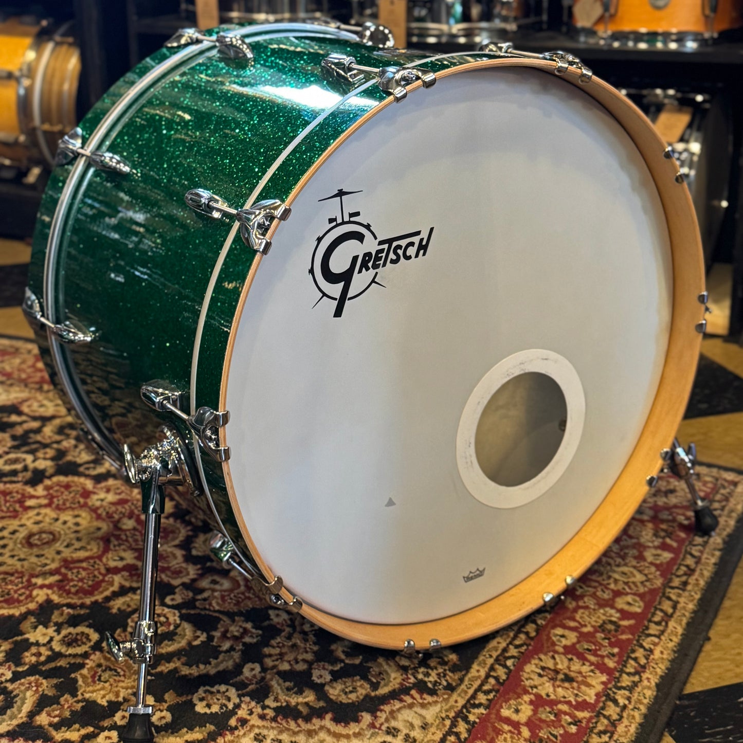 USED 1990's Gretsch Square Badge USA Custom in Green Sparkle - 16x24, 11x13, 16x16, 16x18