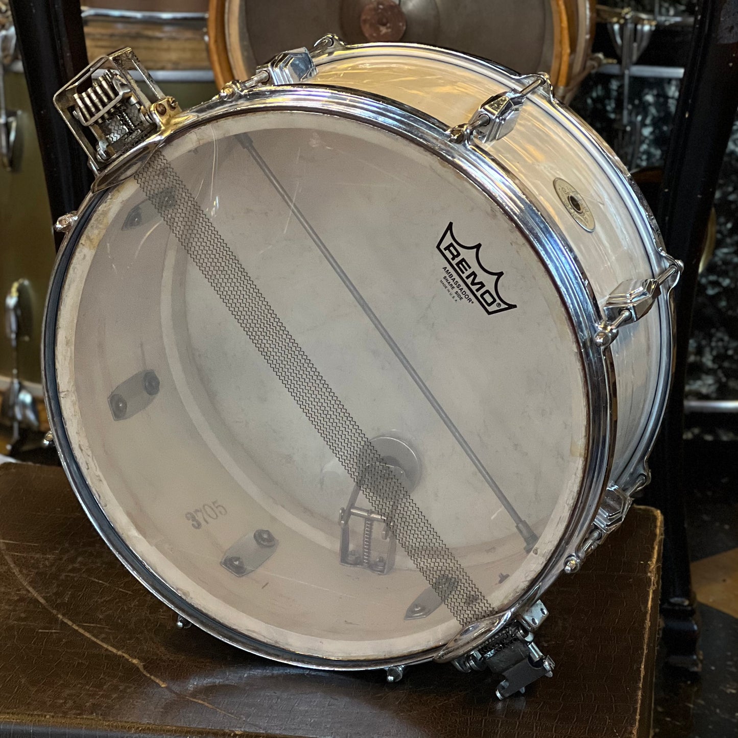 VINTAGE 1937 Ludwig 6.5x14 Super Snare Drum in Rewrapped White Marine