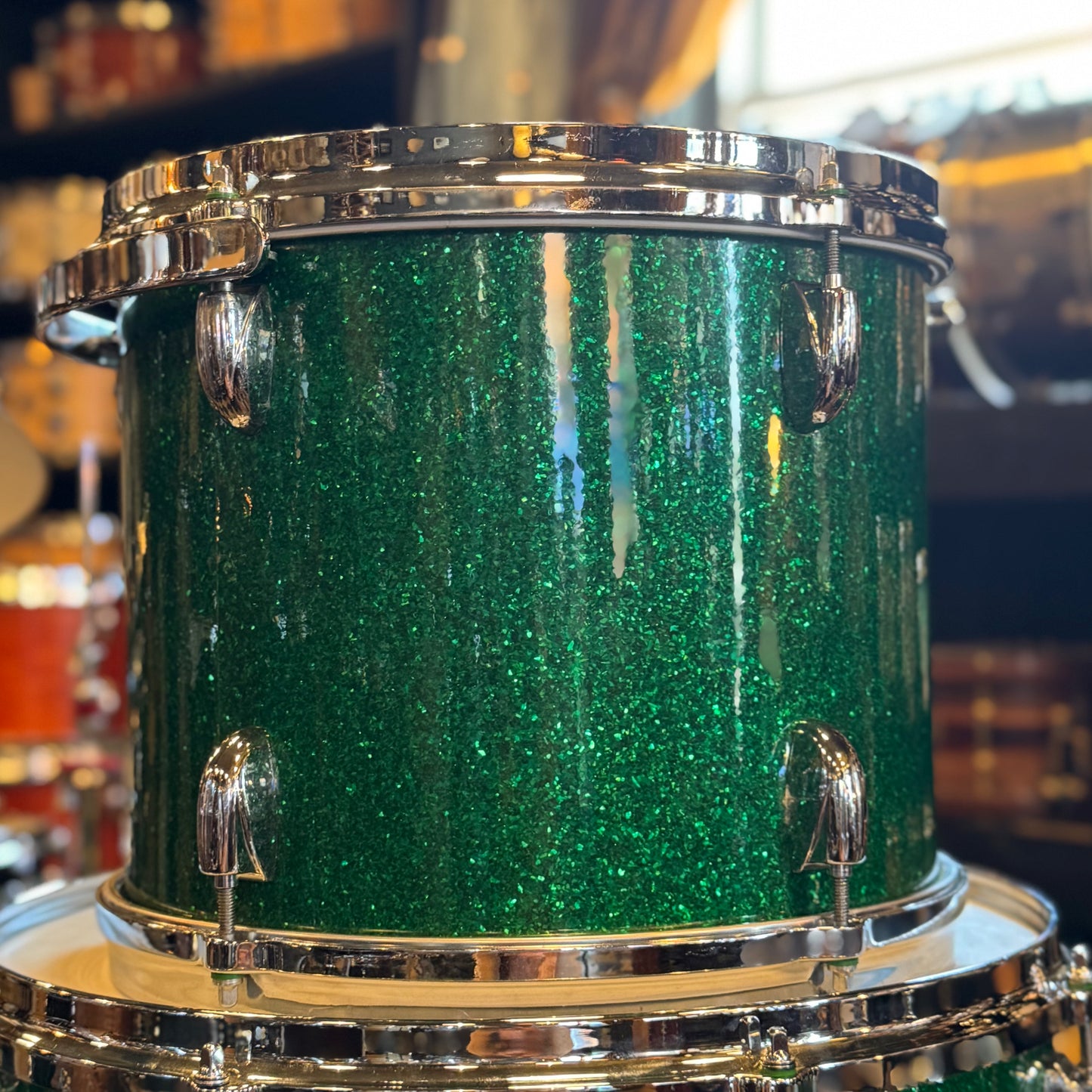USED 1990's Gretsch Square Badge USA Custom in Green Sparkle - 16x24, 11x13, 16x16, 16x18