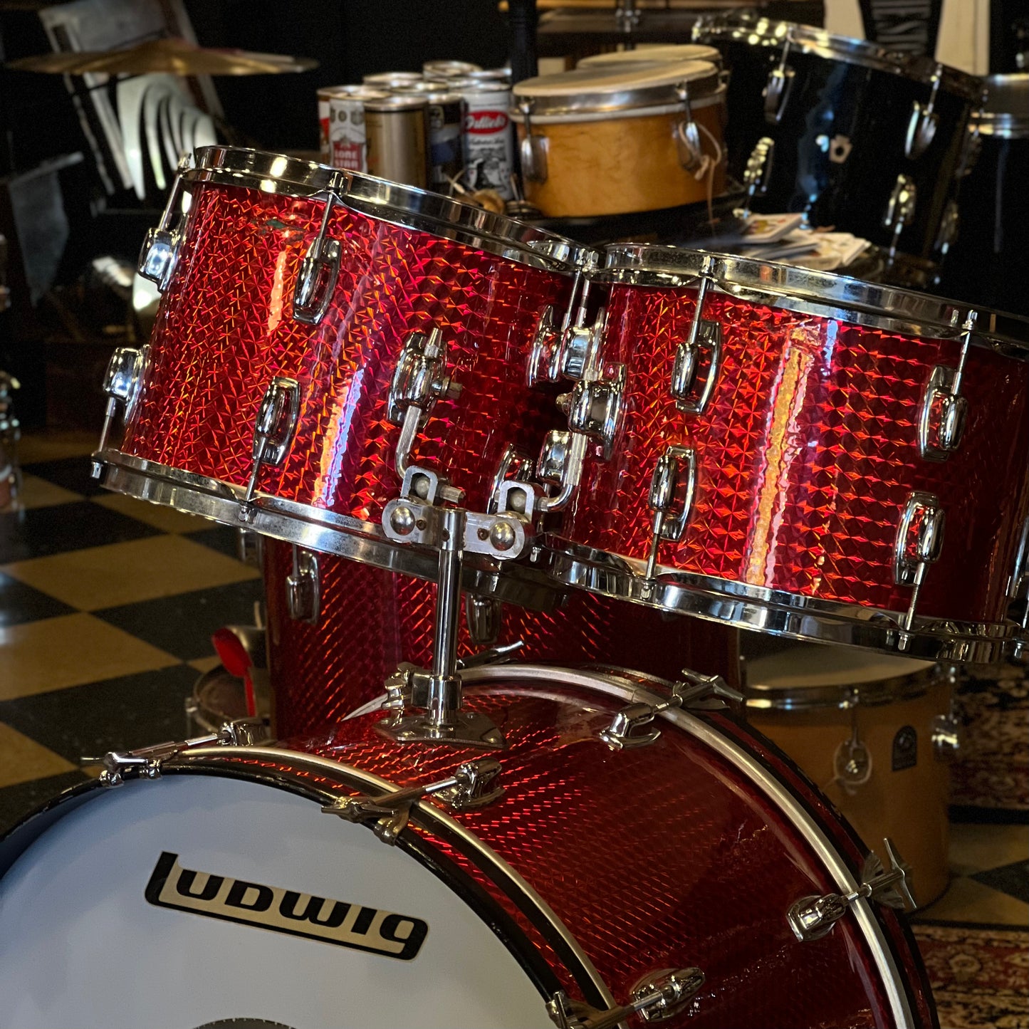 VINTAGE 1970's Ludwig Standard in 3D Red Reflector - 14x22, 8x12, 9x13, 16x16