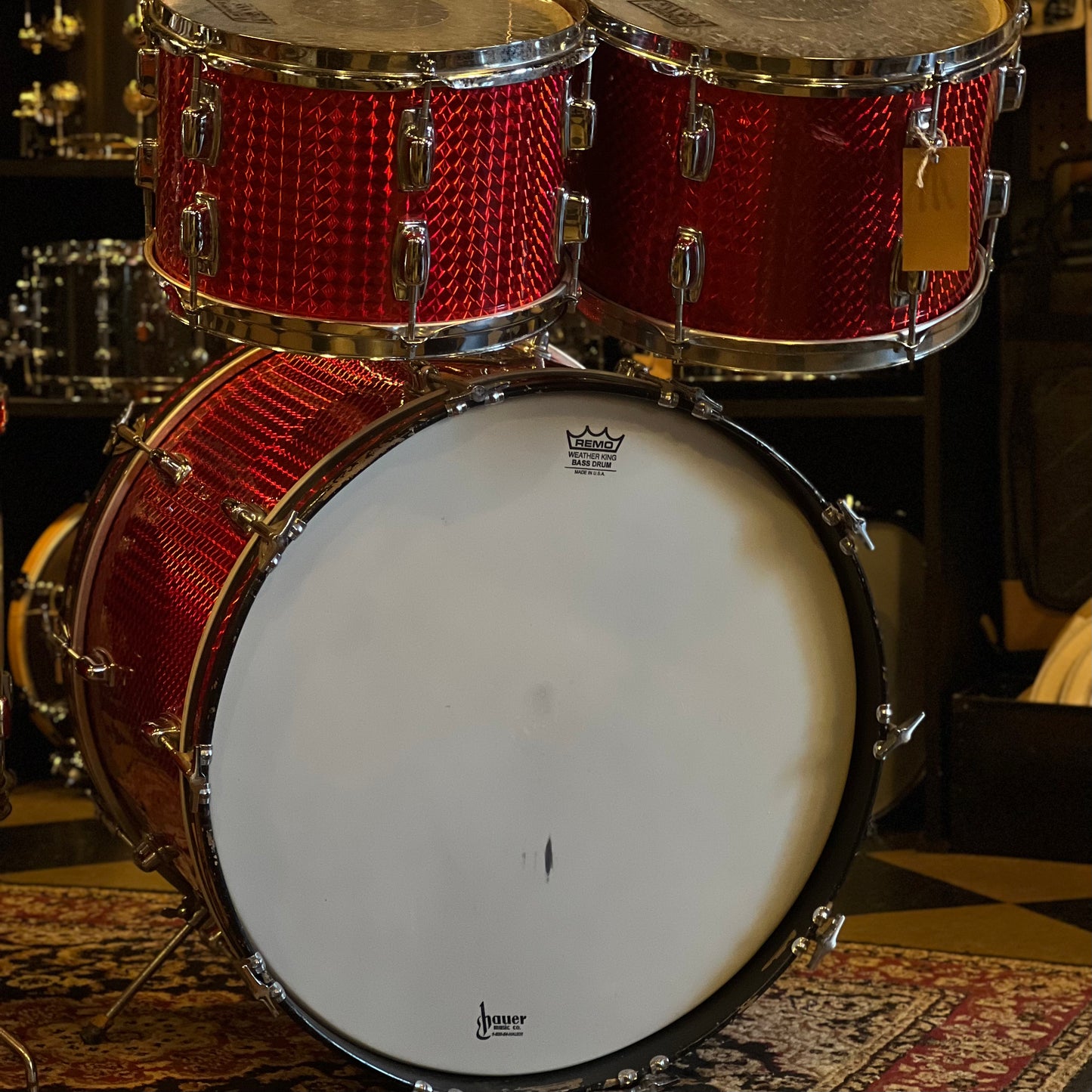 VINTAGE 1970's Ludwig Standard in 3D Red Reflector - 14x22, 8x12, 9x13, 16x16