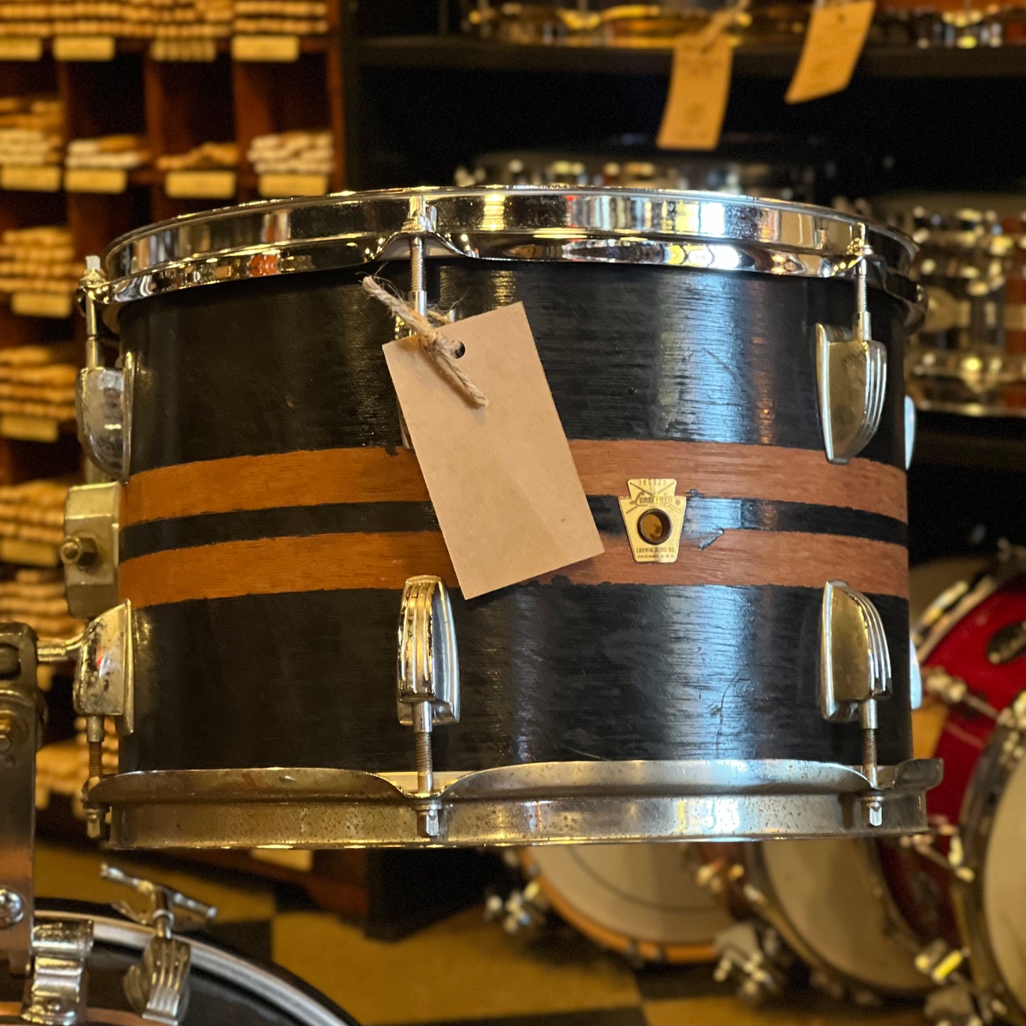 VINTAGE 1960's Ludwig "Jazzette" Two Piece in Red Stripes - 12x18, 8x12.