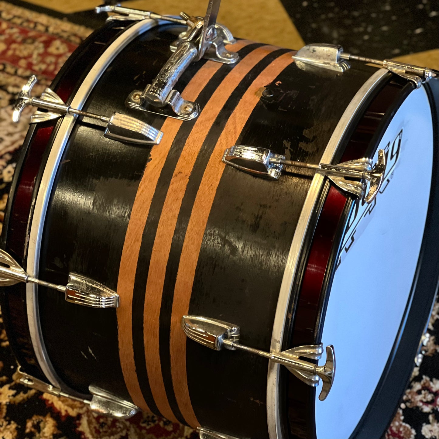 VINTAGE 1960's Ludwig "Jazzette" Two Piece in Red Stripes - 12x18, 8x12.