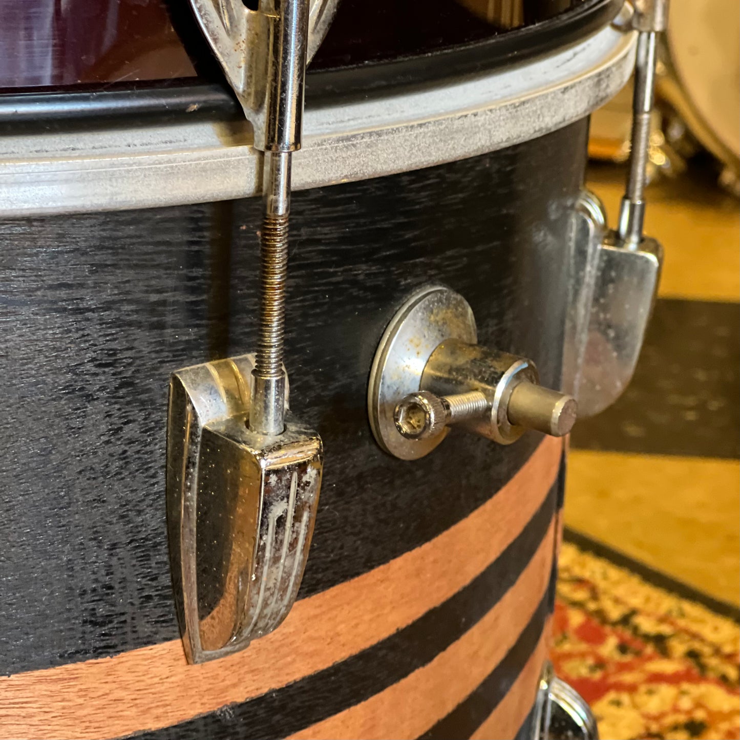 VINTAGE 1960's Ludwig "Jazzette" Two Piece in Red Stripes - 12x18, 8x12.