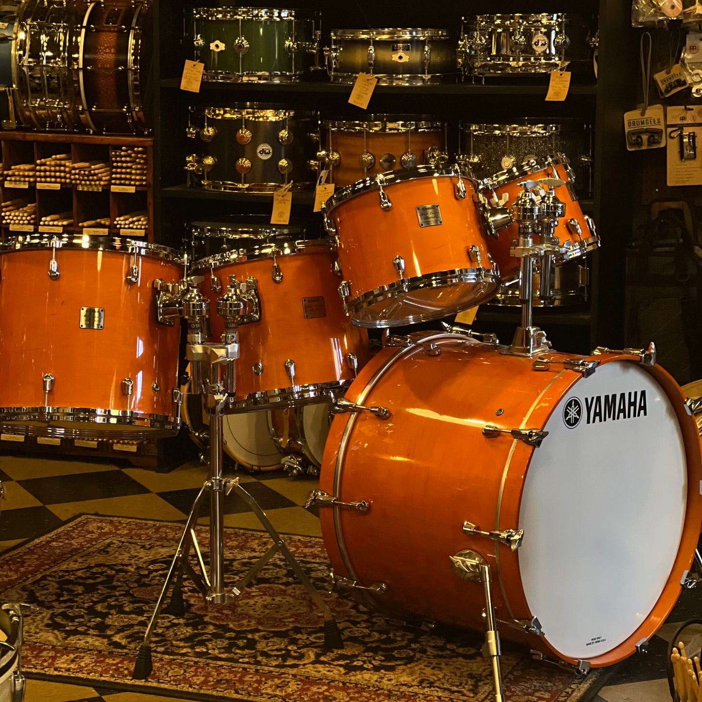 USED Yamaha Maple Custom Absolute Nouveau Made In Japan Drum Set in Honey Amber - 17x24, 8x10, 9x12, 12x14, 14x16