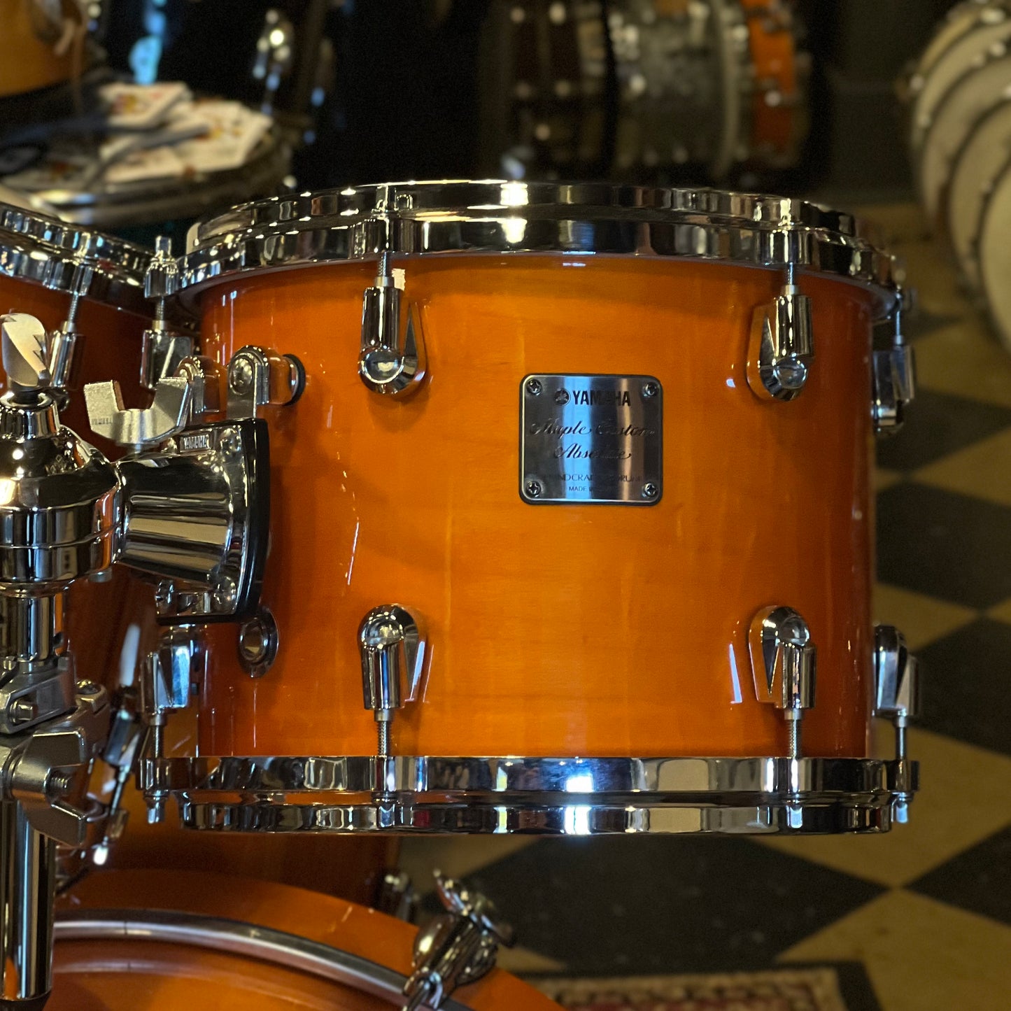 USED Yamaha Maple Custom Absolute Nouveau Made In Japan Drum Set in Honey Amber - 17x24, 8x10, 9x12, 12x14, 14x16