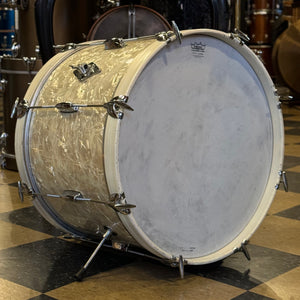 VINTAGE 1960's Gretsch 14x20 "Play Boy" Bass Drum in White Marine Pearl w/ White Stained Bass Drum Hoops