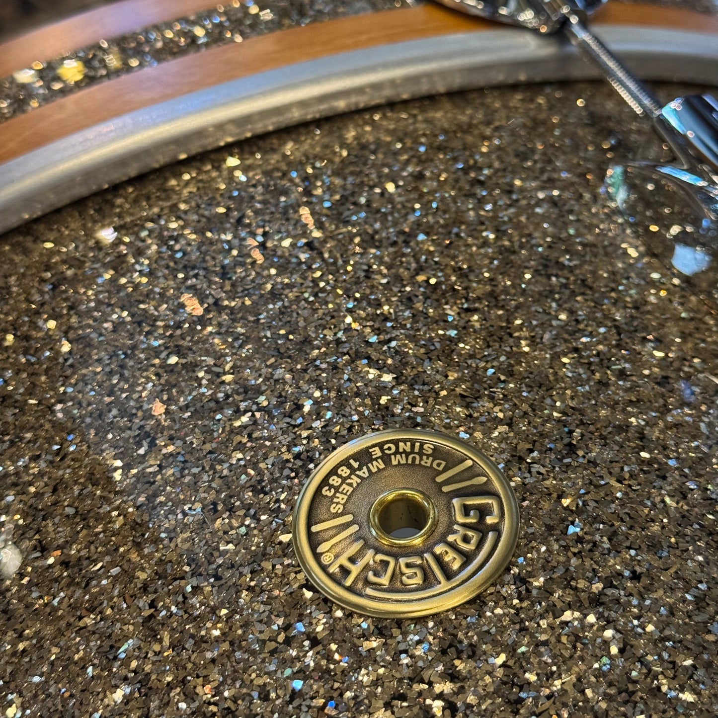 NEW Gretsch USA Custom in Ginger Glass Glitter w/ Satin Classic Maple Bass Drum Hoops - 14x22, 9x13, 16x16