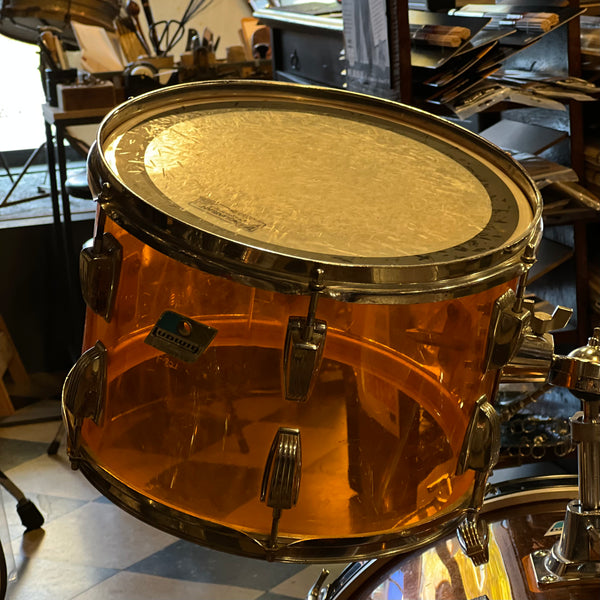 VINTAGE 1970's Player's Grade Ludwig Vistalite in Amber - 14x22, 9x13, 16x16