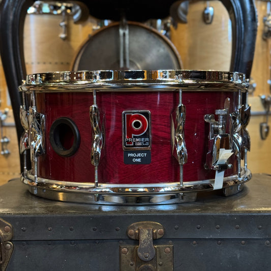 Vintage 1980's Premier 6.5x14 Project One Snare Drum in Cherry Gloss