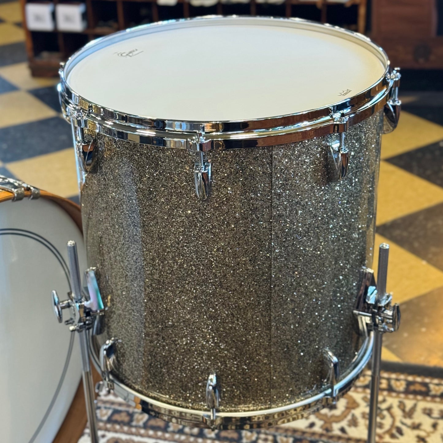 NEW Gretsch USA Custom in Ginger Glass Glitter w/ Satin Classic Maple Bass Drum Hoops - 14x22, 9x13, 16x16