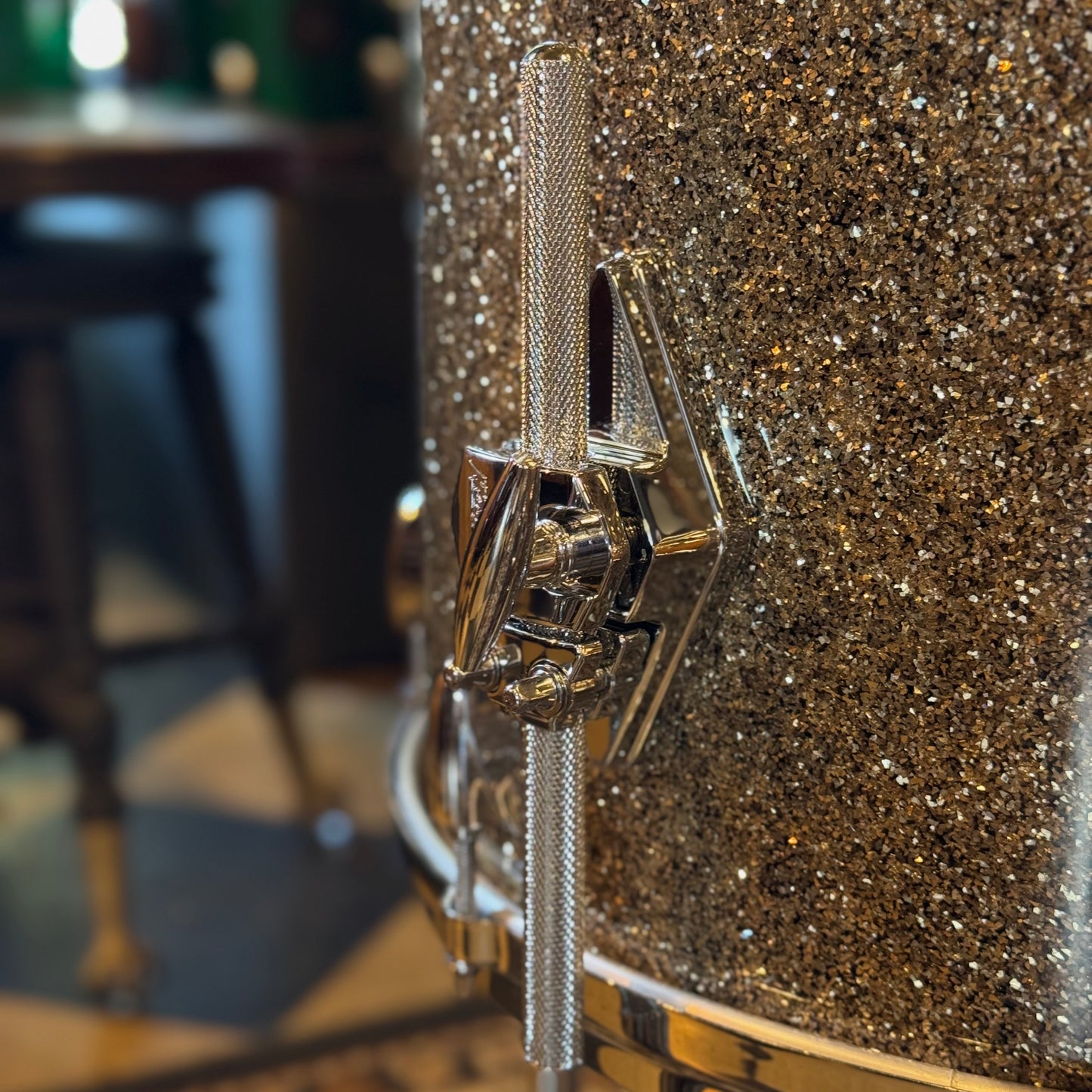 NEW Gretsch USA Custom in Ginger Glass Glitter w/ Satin Classic Maple Bass Drum Hoops - 14x22, 9x13, 16x16