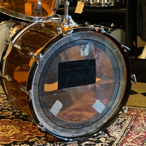 VINTAGE 1970's Player's Grade Ludwig Vistalite in Amber - 14x22, 9x13, 16x16