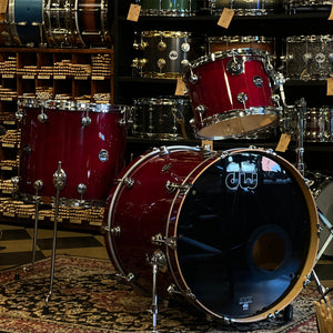 USED DW Performance Series Drum Set in Cherry Stain Lacquer - 18x22, 9x12, 14x16