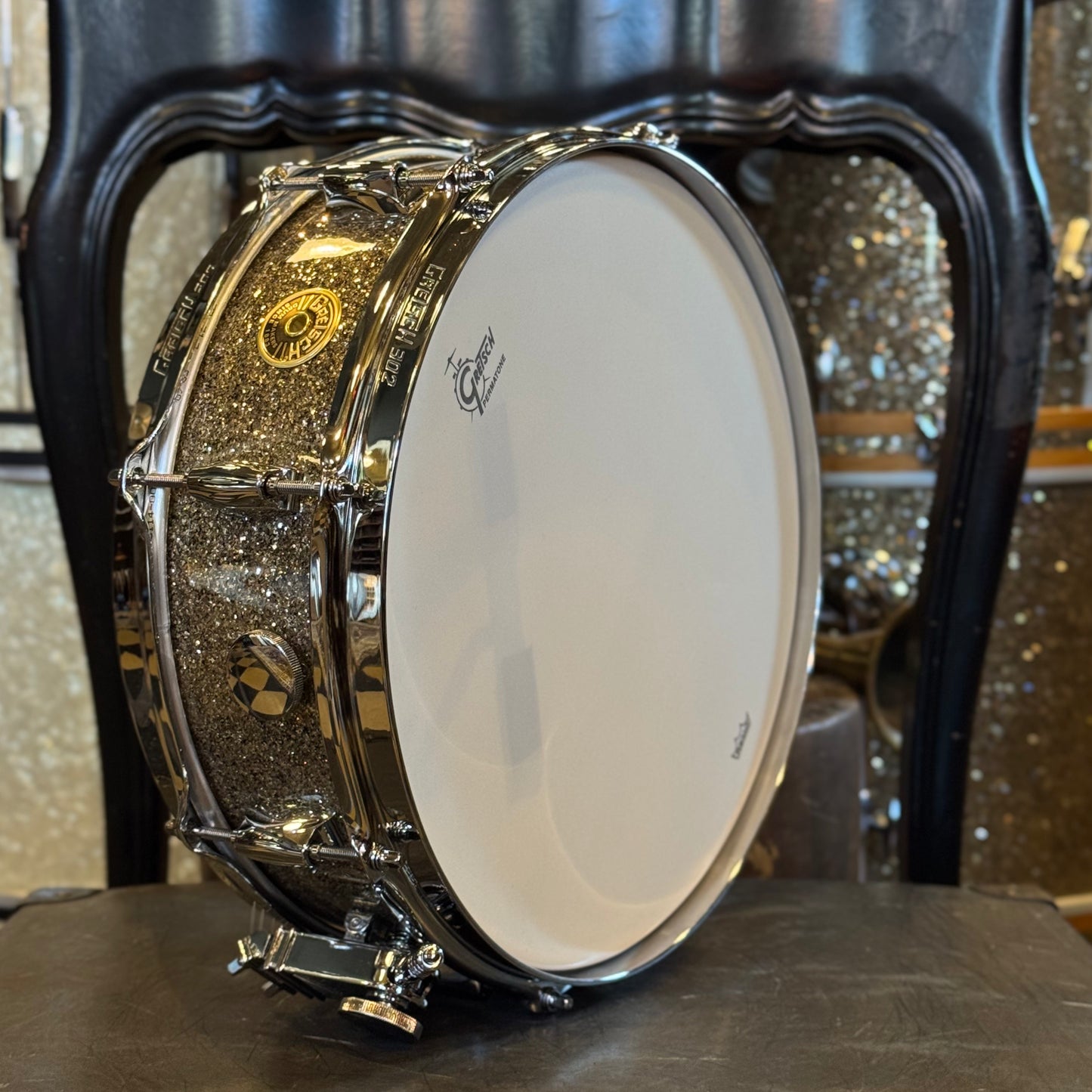 NEW Gretsch 4.5x14 Broadkaster Snare Drum in Ginger Glass Glitter w/ Micro Sensitive & Tone Control