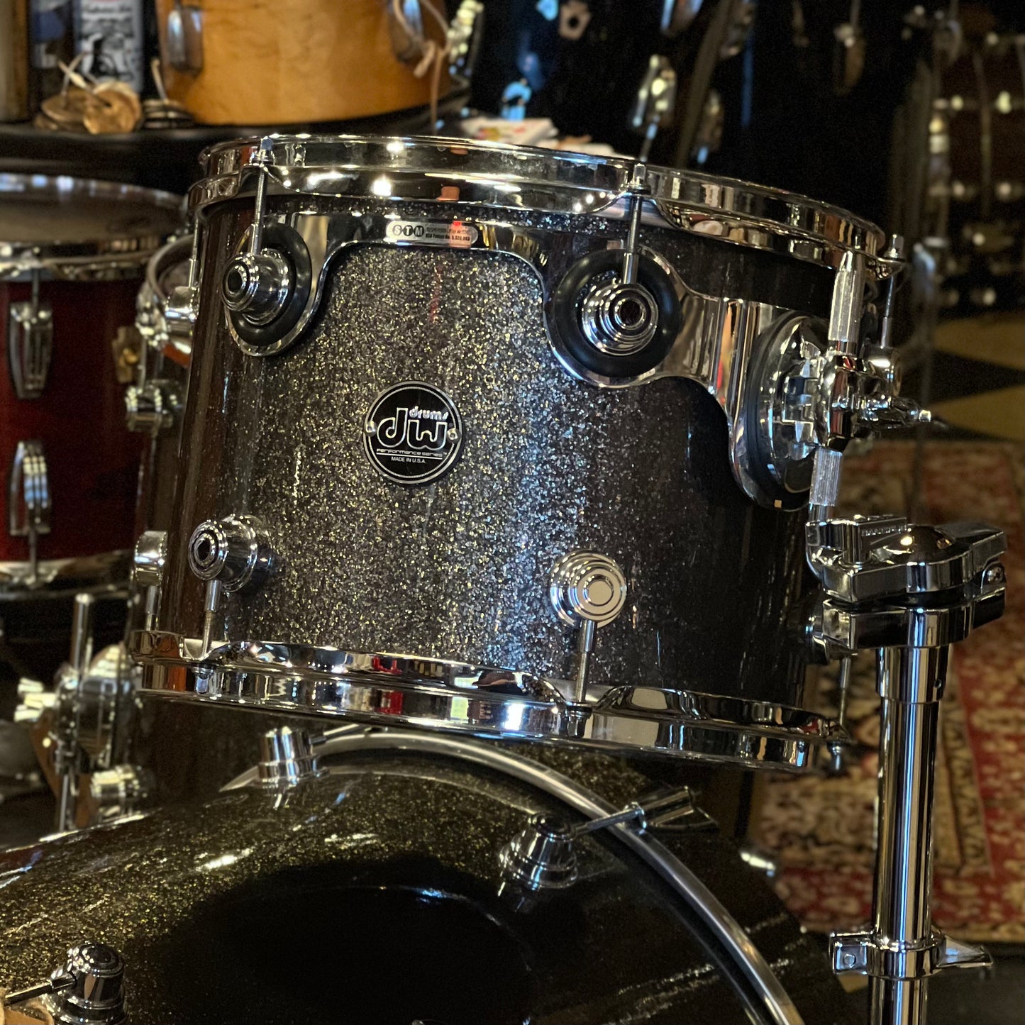 USED DW Performance Series Drum Set in Pewter Sparkle - 18x22, 9x12, 14x16