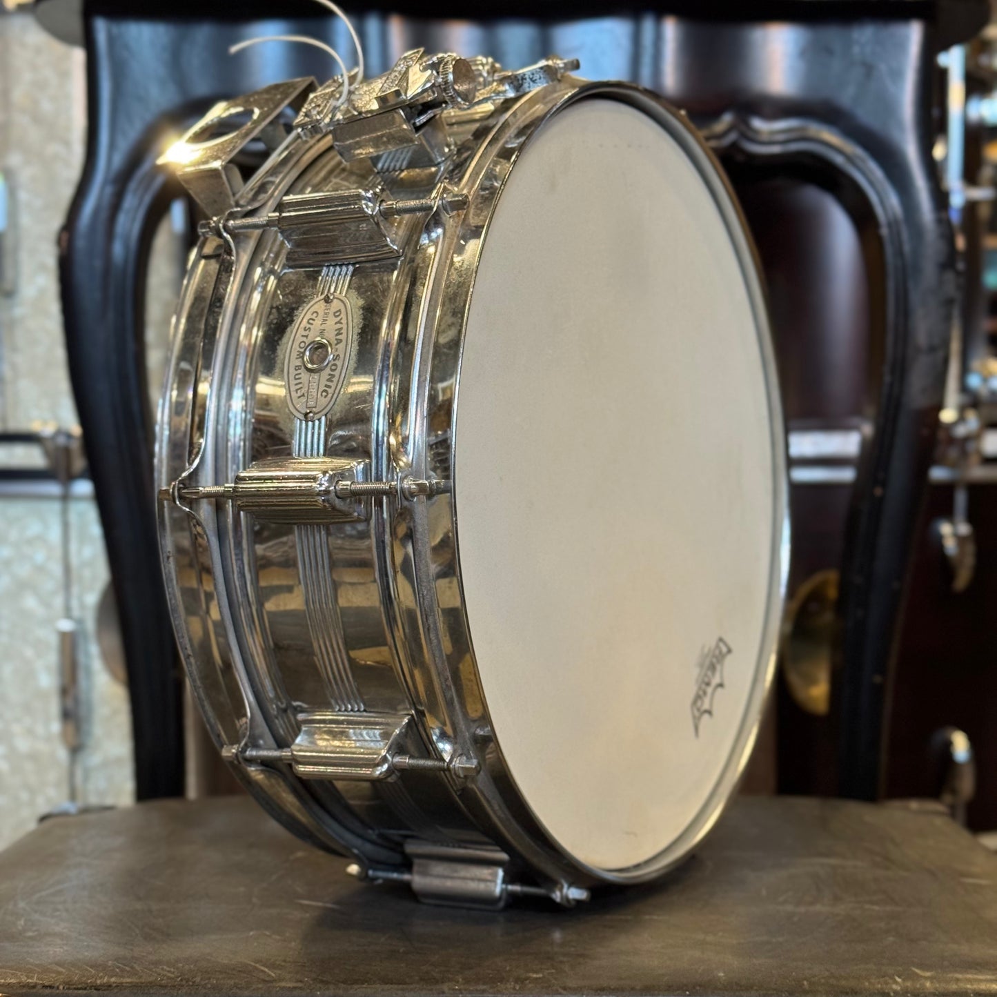 VINTAGE 1960's 5x14 Rogers 5-Line Chrome over Brass Dynasonic Snare Drum