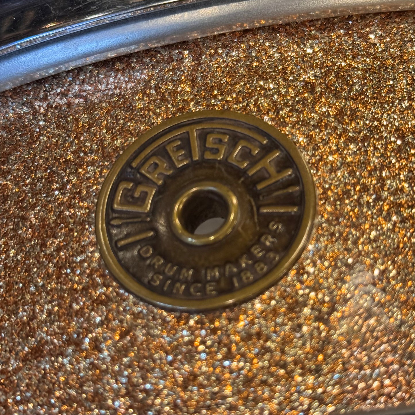 VINTAGE 1960's Gretsch 4x14 Round Badge Progressive Jazz Snare Drum in Champagne Sparkle