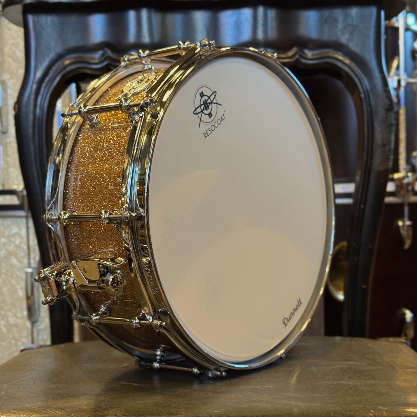 NEW Dunnett 5.5x14 Classic Stereoply Snare Drum in Copper Sparkle