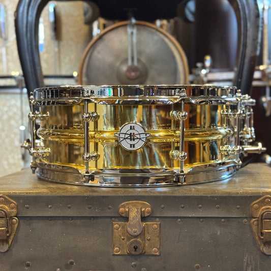 NEW Dunnett 5.5x14 Model 2N Brass Snare Drum - Lacquered Brass