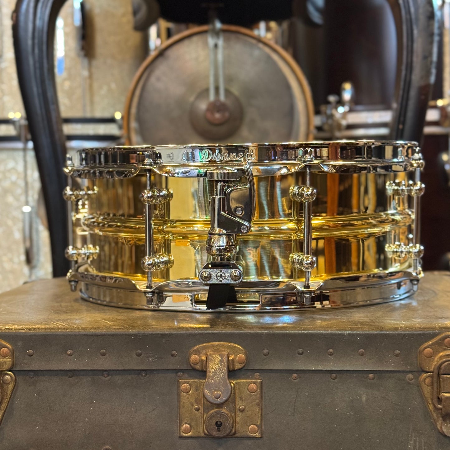 NEW Dunnett 5.5x14 Model 2N Brass Snare Drum - Lacquered Brass