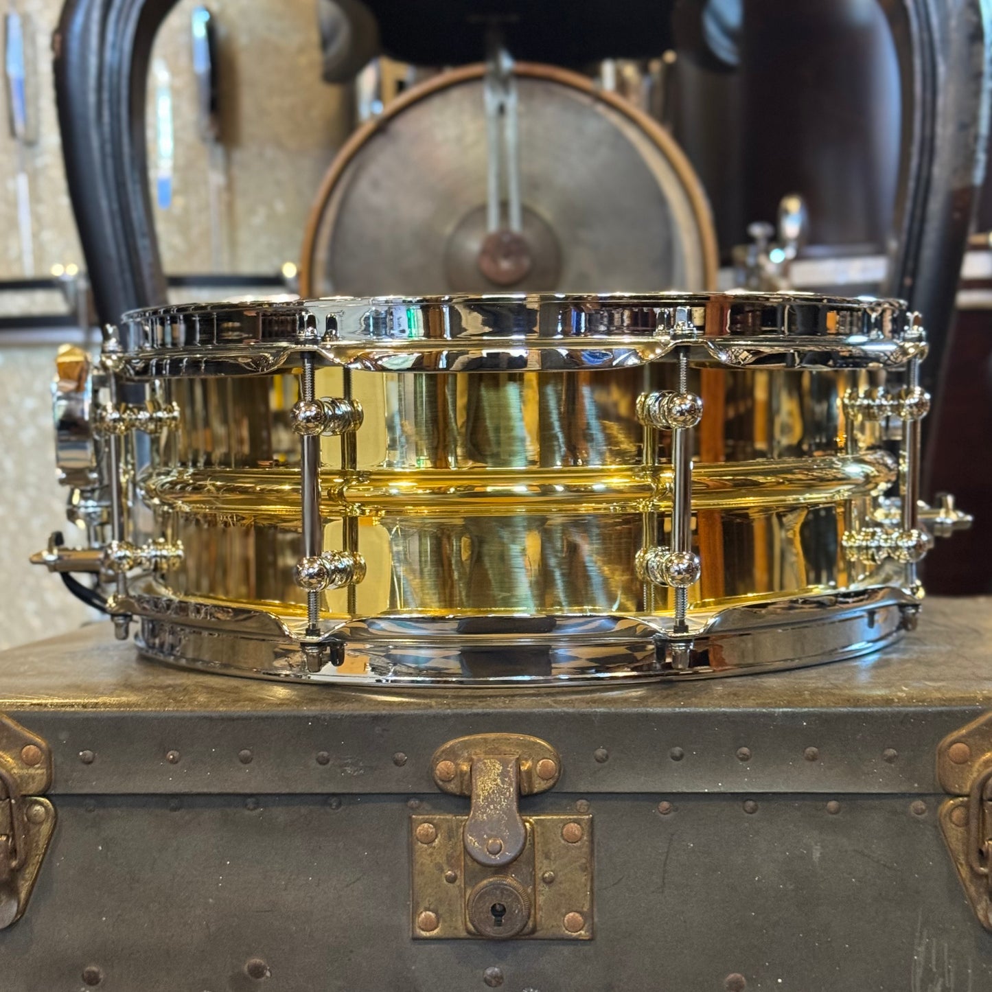 NEW Dunnett 5.5x14 Model 2N Brass Snare Drum - Lacquered Brass