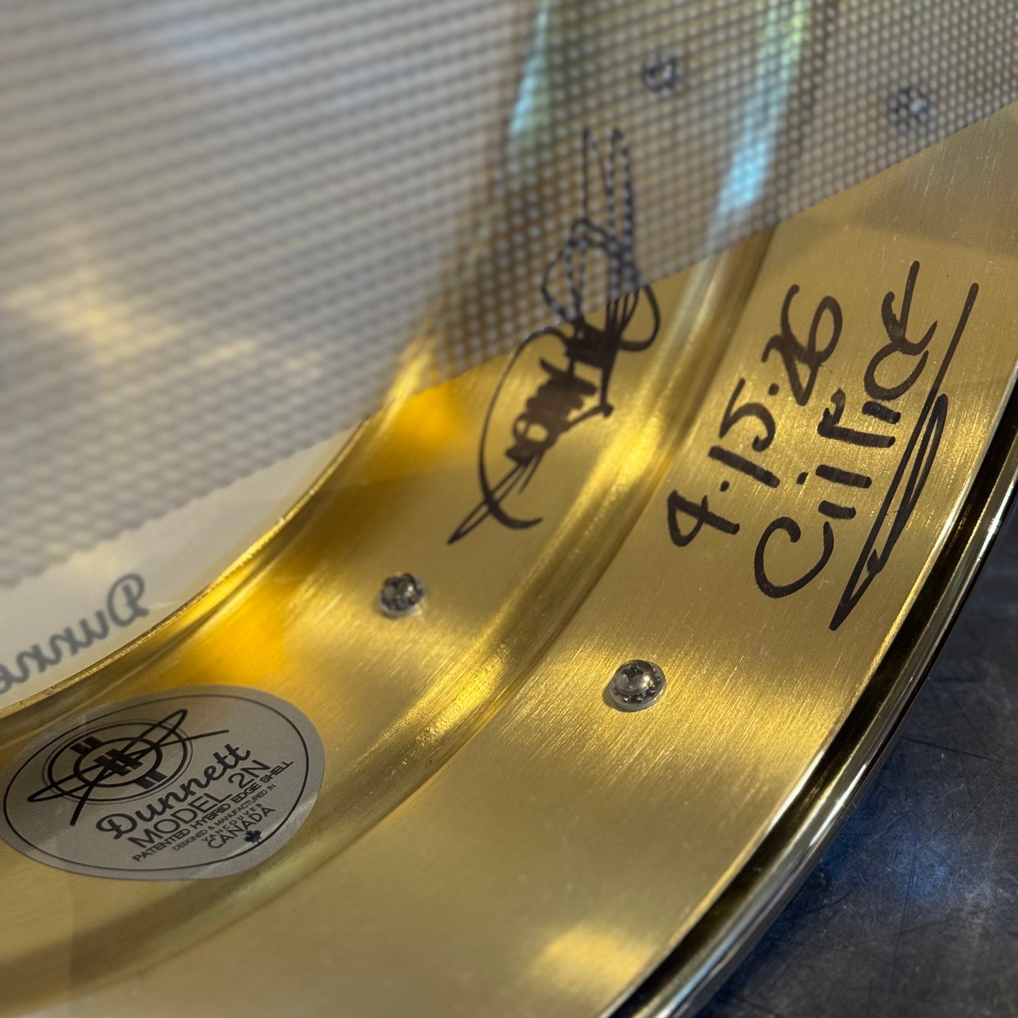 NEW Dunnett 5.5x14 Model 2N Brass Snare Drum - Lacquered Brass