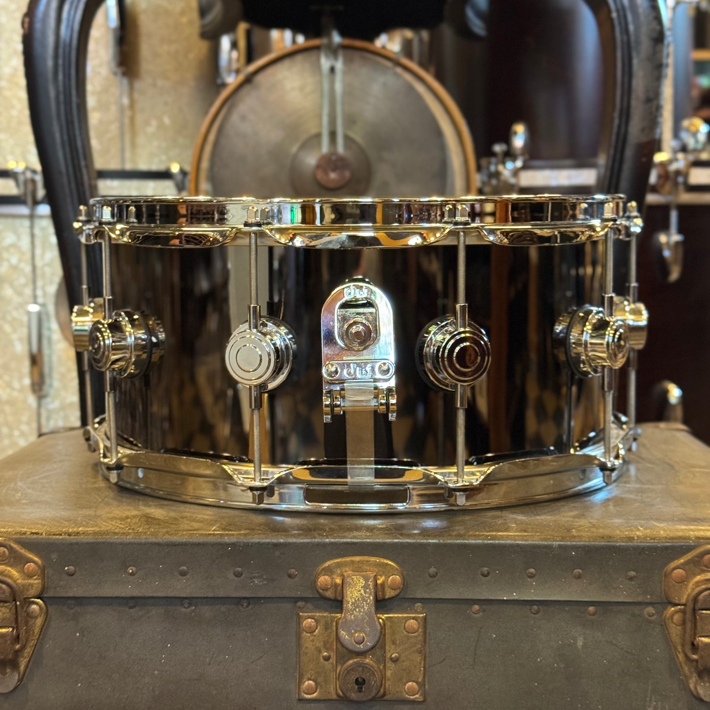 USED DW Collectors 6.5x14 Black Nickel over Brass Snare Drum w/ Chrome Hardware