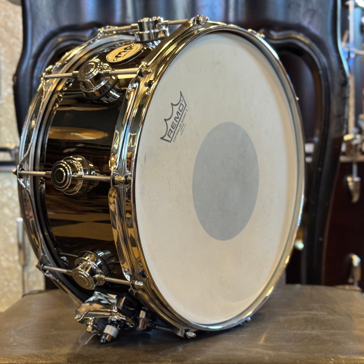 USED DW Collectors 6.5x14 Black Nickel over Brass Snare Drum w/ Chrome Hardware
