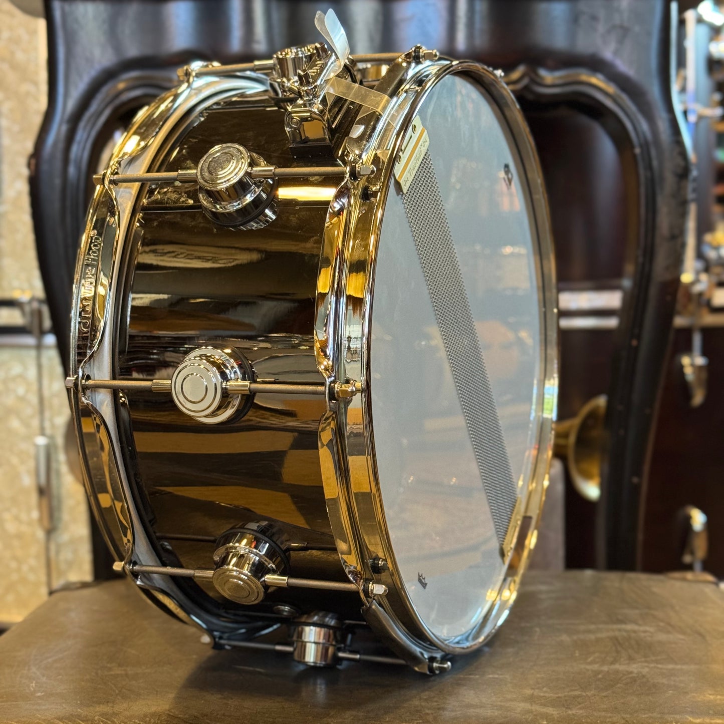 USED DW Collectors 6.5x14 Black Nickel over Brass Snare Drum w/ Chrome Hardware