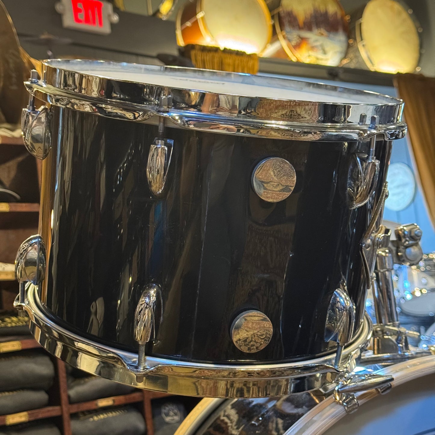 VINTAGE 1960's Gretsch Round Badge Rewrap in Black Nitron - 14x22, 9x13, 16x16
