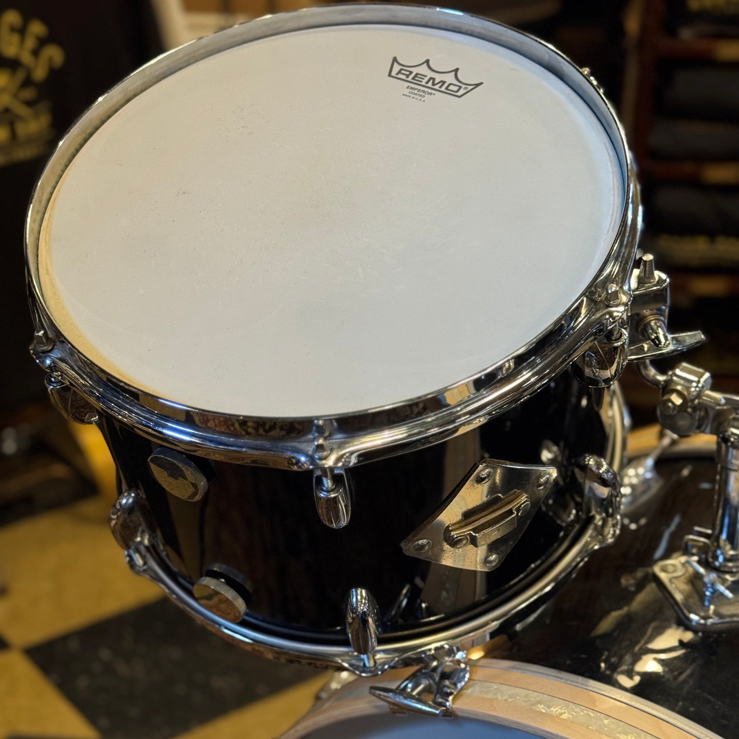 VINTAGE 1960's Gretsch Round Badge Rewrap in Black Nitron - 14x22, 9x13, 16x16